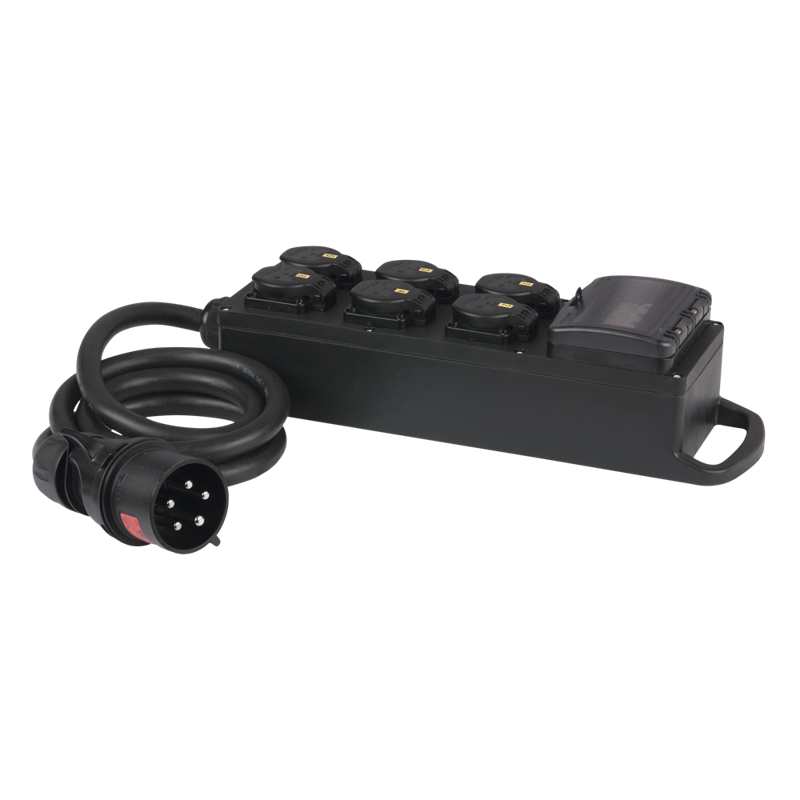 PCE Strømsplitter CEE 32 A 6x Schuko Stik