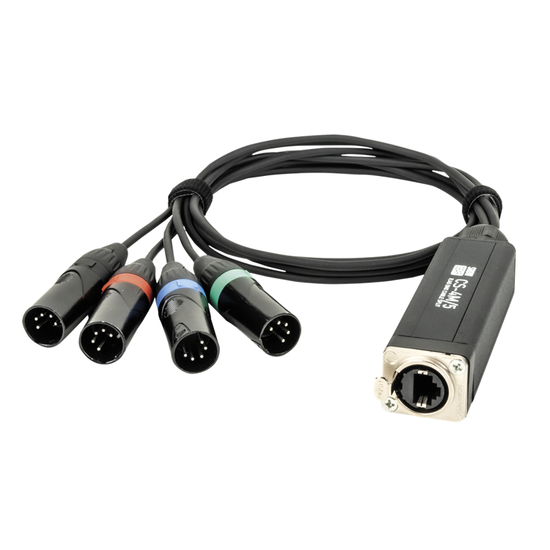 Showgear CS-4M/5 - 5-pins XLR Han DMX 4-kanaler til RJ45 CAT (hun)