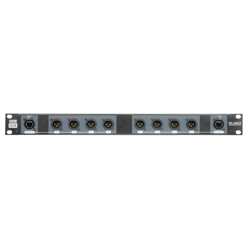 Showgear DS-24M/3 - DMX Rack Split 8x 3-pin han XLR til 2x RJ45