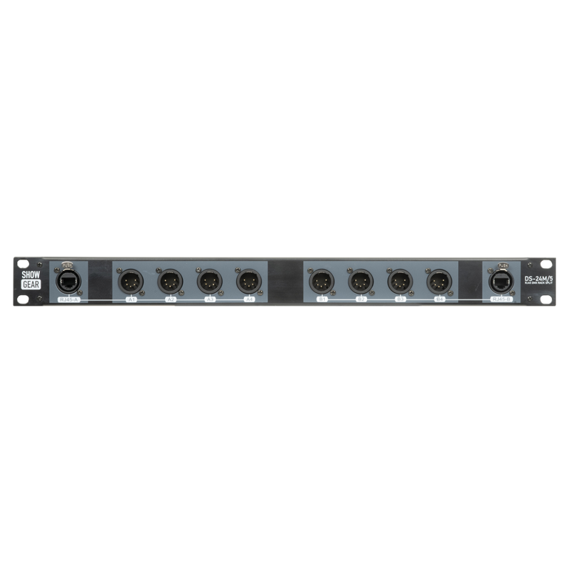 Showgear DS-24M/5 - DMX Rack Split 8x 5-pin han XLR til 2x RJ45