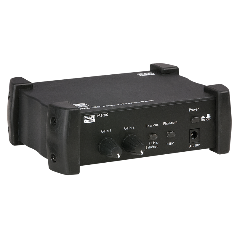 DAP PRE-202 2-kanals Jack/XLR mikrofon forforstærker
