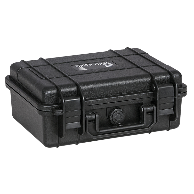 Vandtæt flightcase med plukskum. Indvendige mål: 215 x 144 x 84 mm.