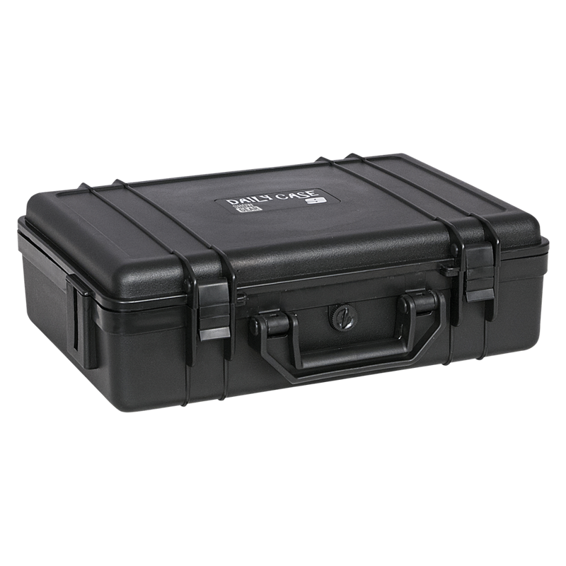 Vandtæt flightcase med plukskum. Indvendige mål: 365 x 247 x 105 mm.