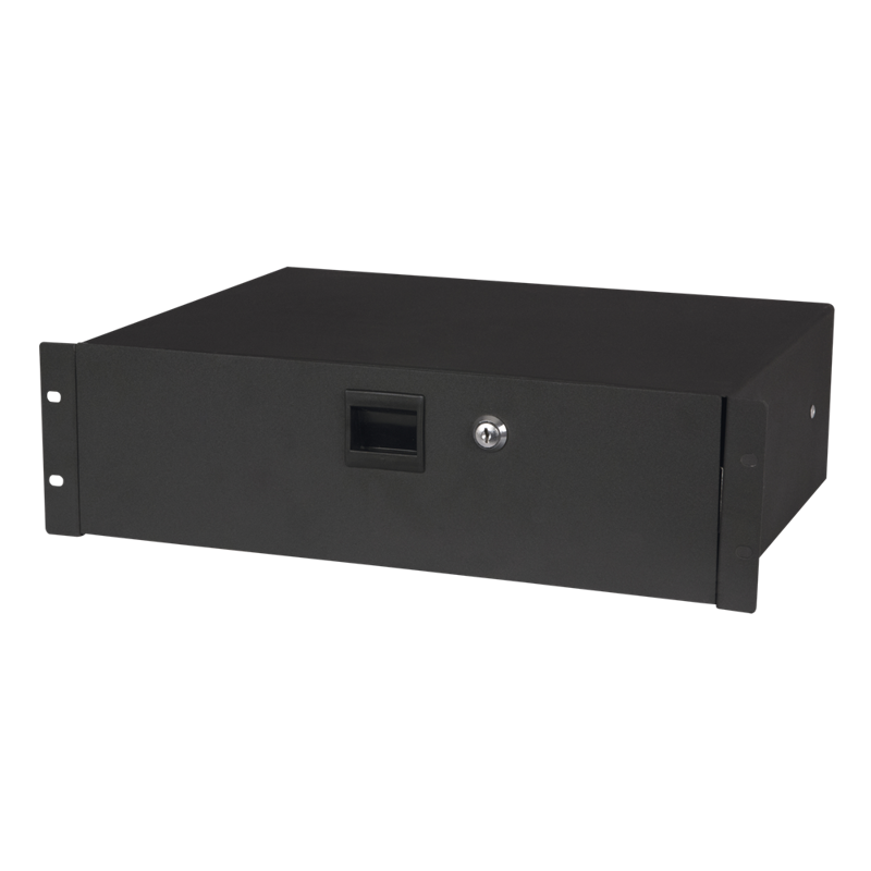 Rackskuffe i stål. 3 unit. Dybde 35 cm. Med lås