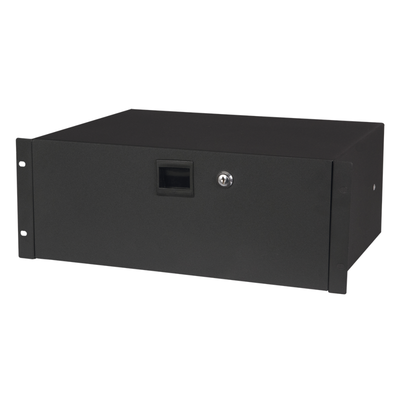 Rackskuffe i stål. 4 unit. Dybde 35 cm. Med lås