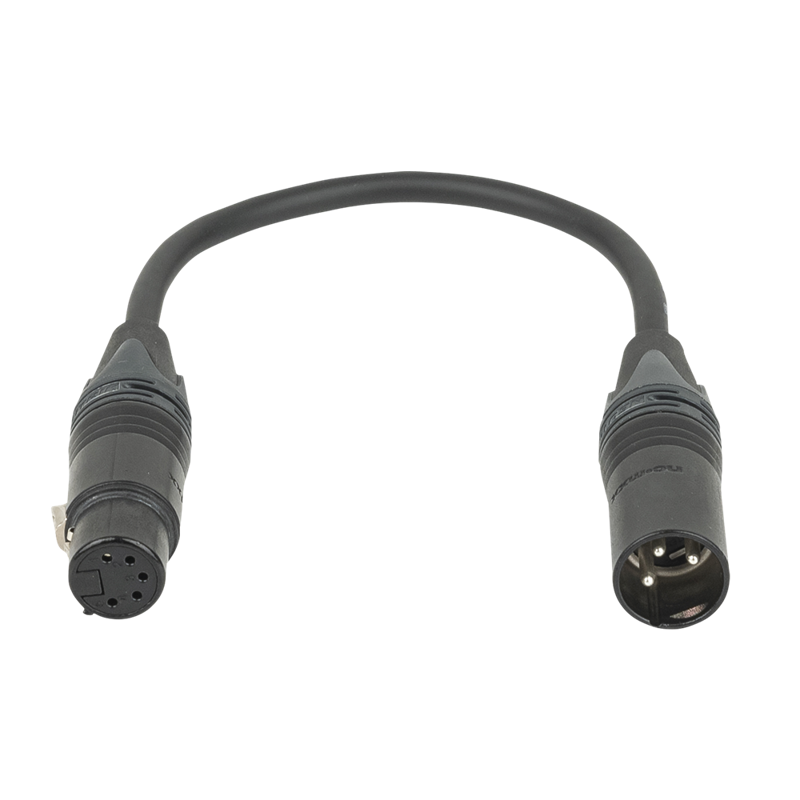 Neutrik 3-pin han til 5-pin hun DMX-adapter