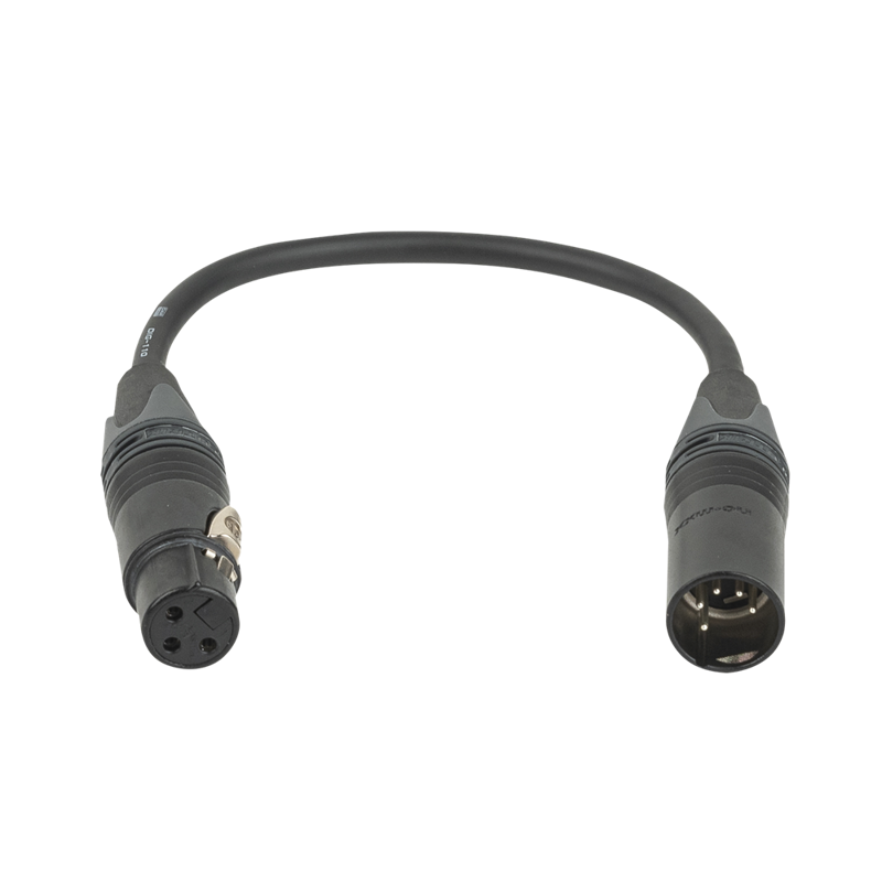 Neutrik 3-pin han til 5-pin hun DMX-adapter