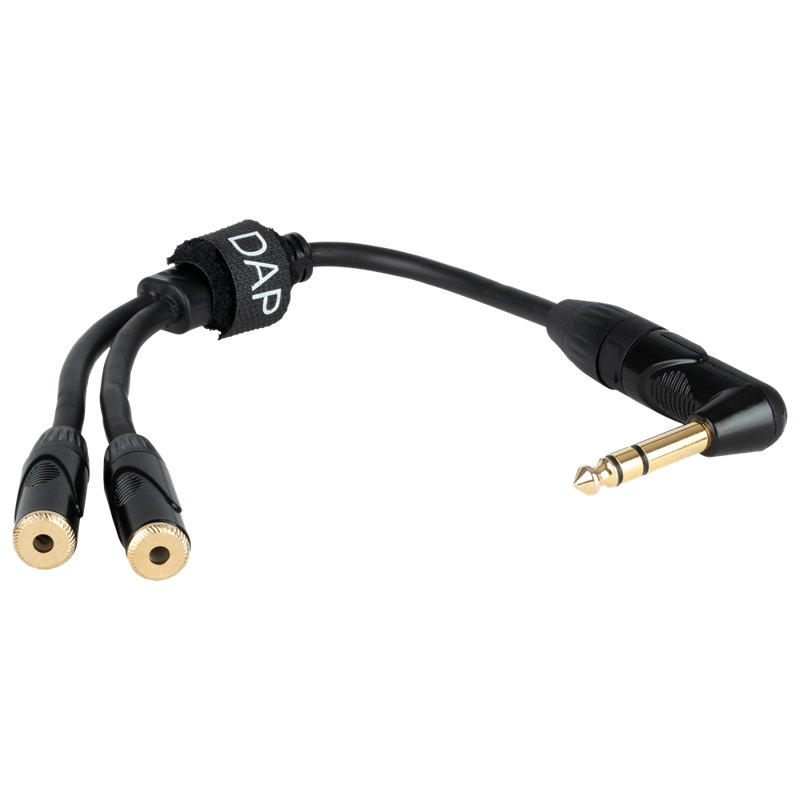 DAP FLA5 - højre-vinklet han stereojack til 2 hun mini-stereo-jack 0,3 m, sort