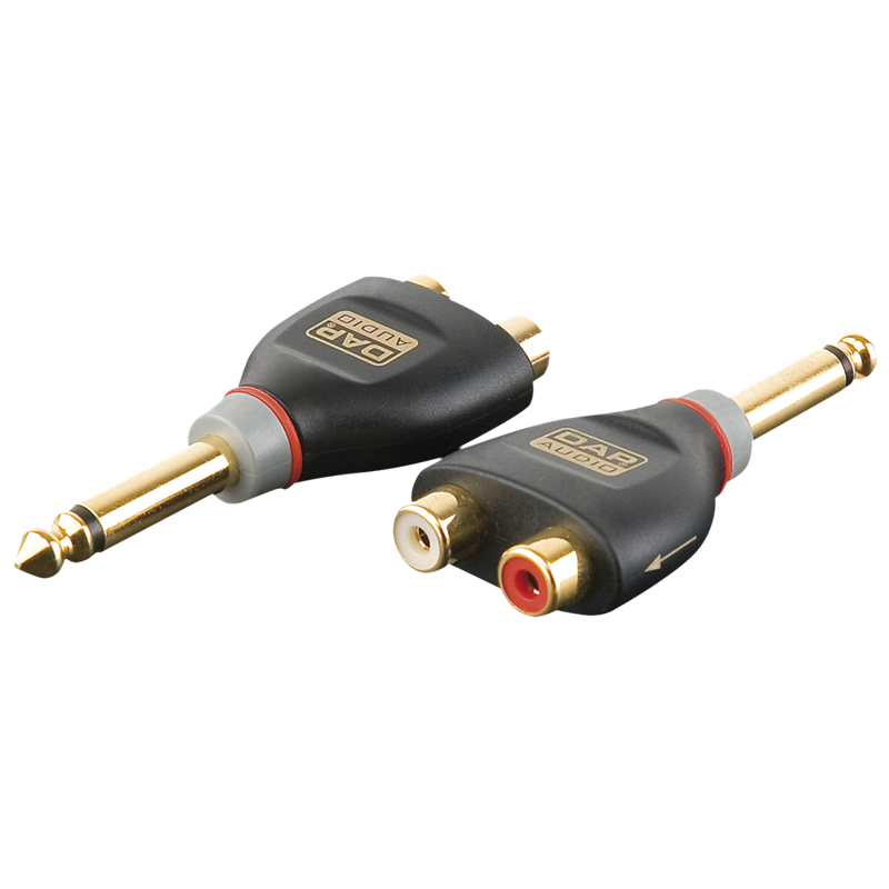 Jack 6,3mm/Han Mono til 2x RCA/Hun