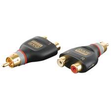 2 x RCA/Hun (L+R) til 1 x RCA/Han - inkl. 2 x 10 kilo-ohm modstande