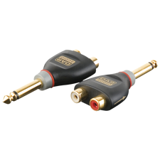 Jack 6,3mm /Han mono til 2 x RCA/Hun - incl. 2 x 10 kilo-Ohm resistors
