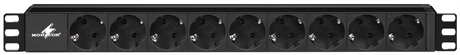 Rack-monteret stikdåse, med 9 jordede stik - RCS-92/SW
