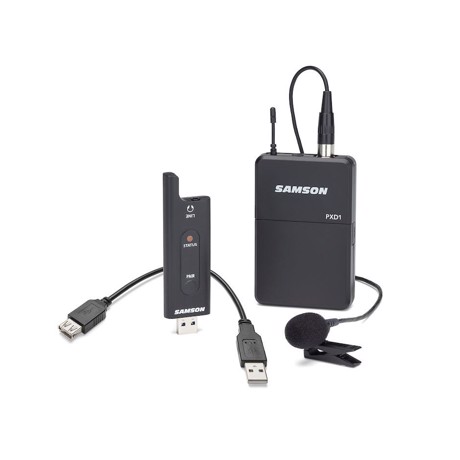 Samson Stage XPD2 Presentation System, Lavalier microphone wireless system with a uniquely designed USB stick receiver that connects with smartphones, computers, and XPD Wireless-enabled Samson portable PA systems.