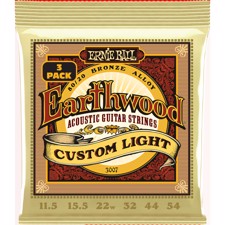 Ernie Ball 3007 Earthwood 80/20 Custom Light 3-Pack