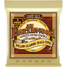 Ernie Ball 3069 Folk Nylon Clear & Gold Ball End Strings 3-Pack