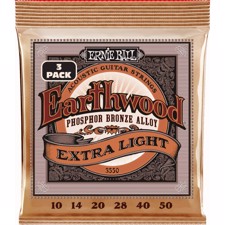 Ernie Ball 3550 Earthwood PSB Extra Light 3-Pack