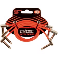 Ernie Ball-6401 Flat Patch Cable 30cm, Red. 3-pack