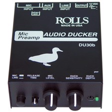 Rolls DU30b - Mikrofonforstærker med ducker-funktion, som sænker signalet fra phonoindgangen ved signal fra mikrofon/XLR-indgangen.
