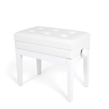 Profile HY-PJ007-WH Piano Bench with lid - Adjustable piano bench with storage under the seat in white finish.