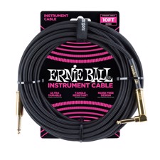 Ernie Ball EB-6081 Instrument Cable - Superior braided cable, black, 3 meter