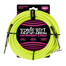 Ernie Ball EB-6085 Instrument Cable - Superior braided cable, neon yellow, 5,4 meter