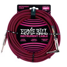 Ernie Ball EB-6062 Instrument Cable - Superior braided cable, black & red, 7,5 meter