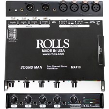 Rolls MX410 Field mixer - four channel, microphone mixer with balanced XLR inputs and outputs
