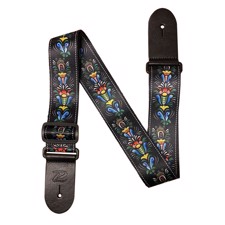 Profile SPW01 Poly Strap Kurbits - 2" Terylene sublimation printed guitar strap with Kurbits design from Dalarna, leather ends and tri-glide adjustments.