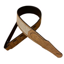 Profile SHC12-3 Hemp/Cork Guitar Strap - The Vegan's delight! 2,35" wide top quality guitar strap with Hemp/Cork top and garment leather backing.