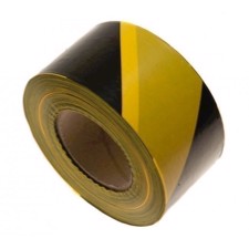 Afspærringsbånd - 75mm x 500 meter. Sort/Gul 