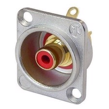 RCA chassis stik. Sølv med rød markering - Neutrik NF2D-2