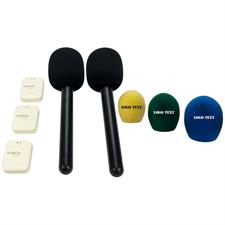 Synco trådløs mikrofon sæt til interview (2 TX + 1 RX) med "Dit logo" vindhætte