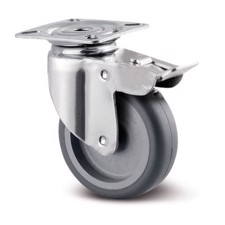 Tente hjul. 75 mm. Med bremse